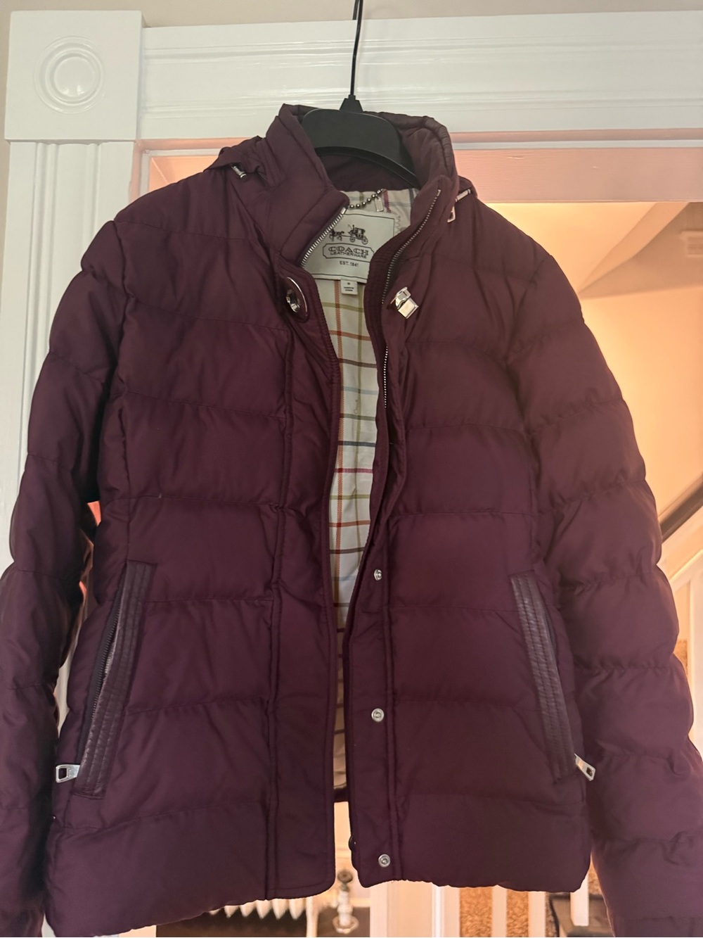 Coach Quilted Puffer Jacket in Plum